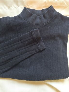 jf J. Ferrar Men's Black Ribbed Mock Neck Sweater